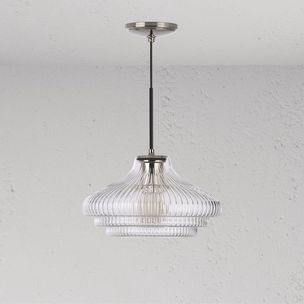 Brookfield Medium Pendant Light Fluted Glass - Polished Nickel