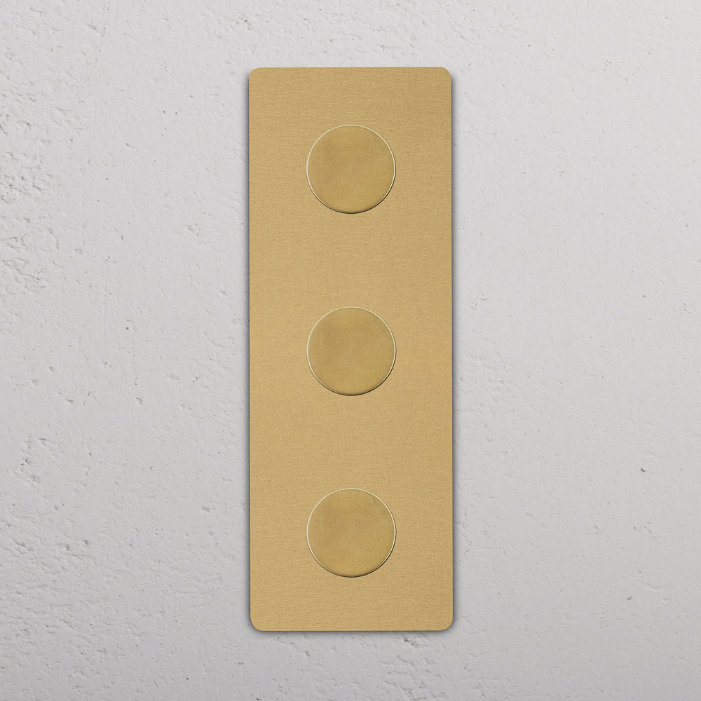 Grove Triple 3x Vertical Multiway Dimmer Switch - Antique Brass