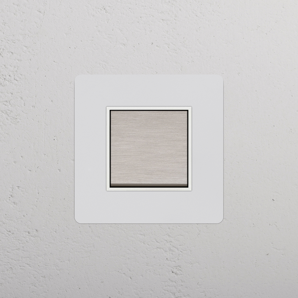 Single Rocker Switch (Int) - Satin Nickel White - Paintable