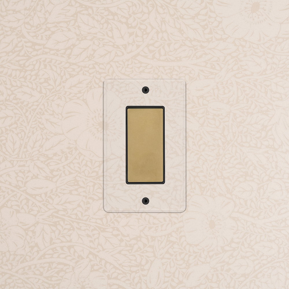 Kew 1G Retractive Rocker Switch - Clear Antique Brass Black
