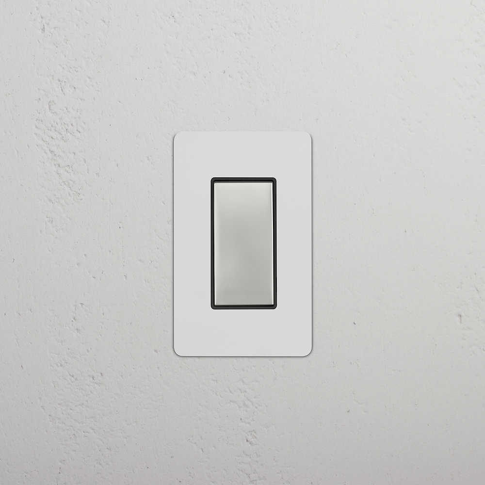 Kew 1G Retractive Rocker Switch - Paintable Polished Nickel Black