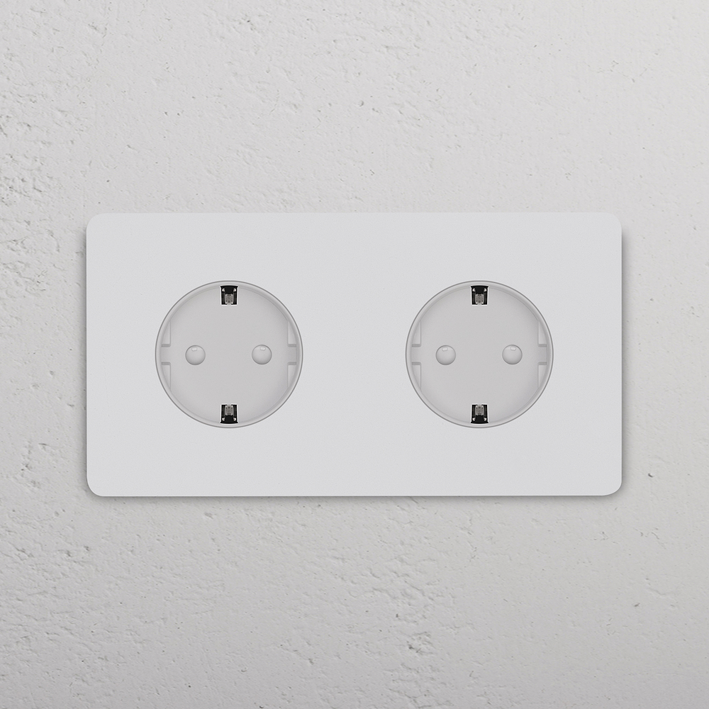 Grove Enchufe Schuko x2 tipo F (marco doble) – Pintable | Blanco