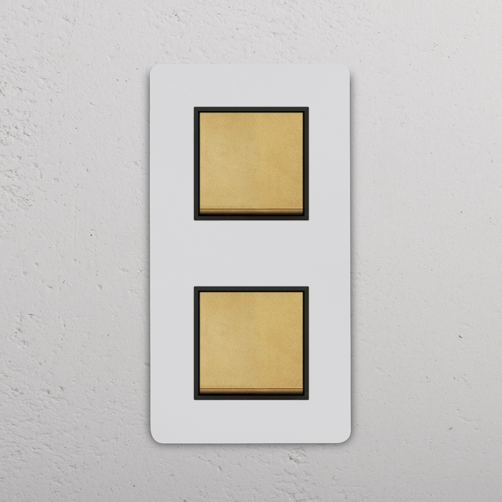 Grove Double 2x Vertical Rocker Switch – Paintable Antique Brass | Black