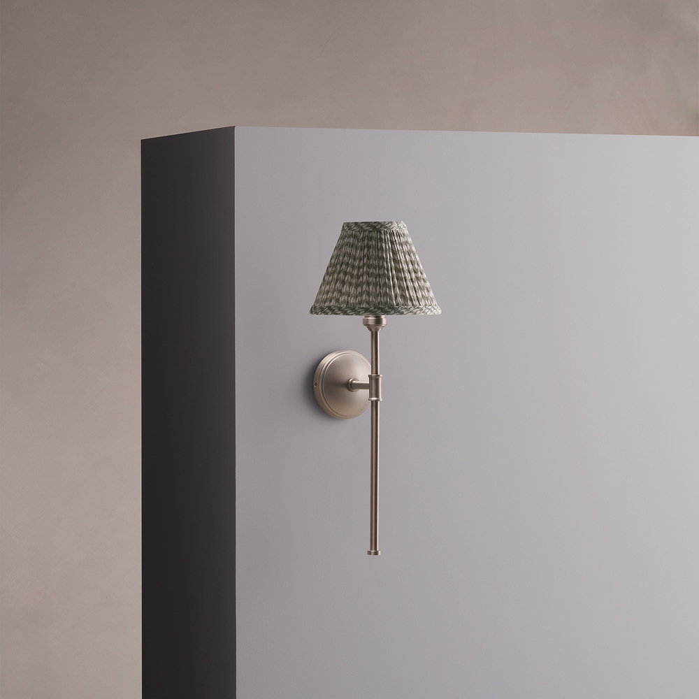 Cotswold Wall Light Pleated Moss Green – Satin Nickel