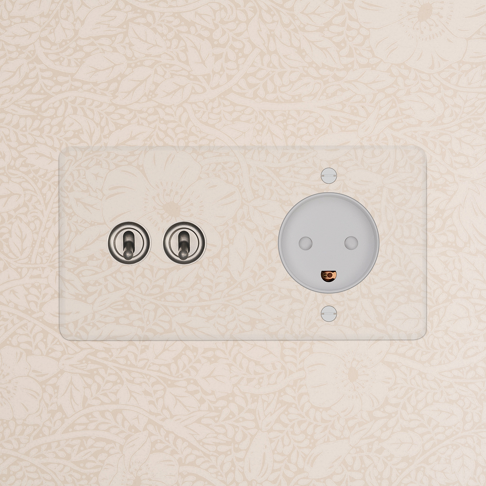 Double 2x Toggle & Danish Module Round - Clear Satin Nickel White