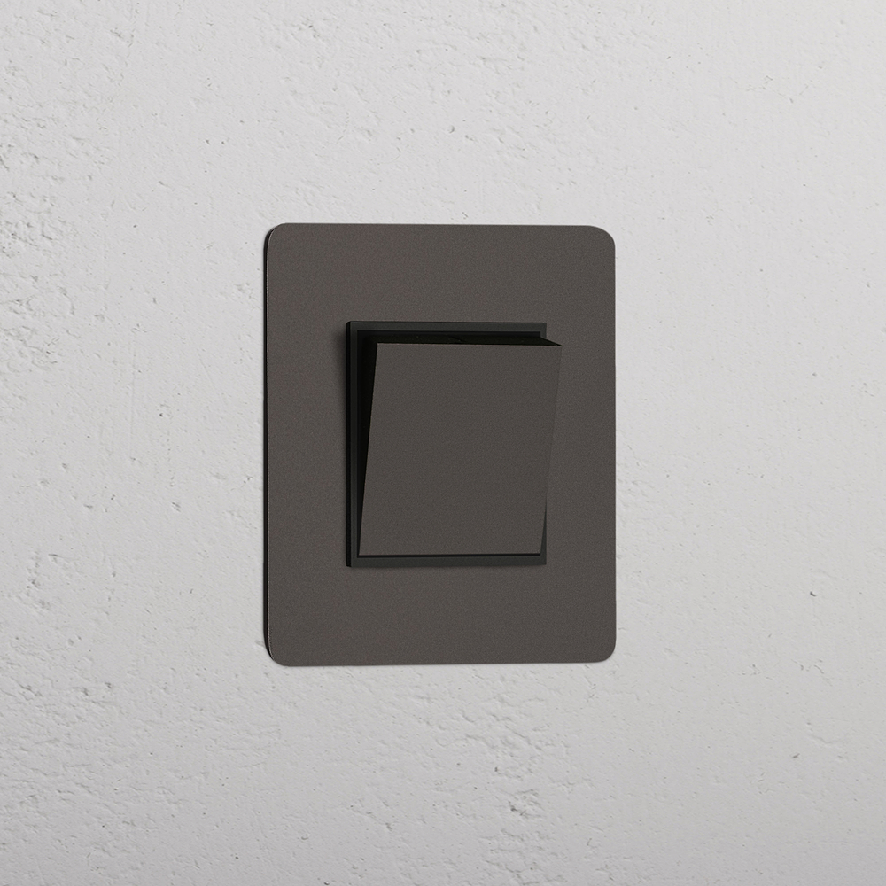 Kew Bouton Poussoir Carré (Plaque Simple) - Bronze | Noir
