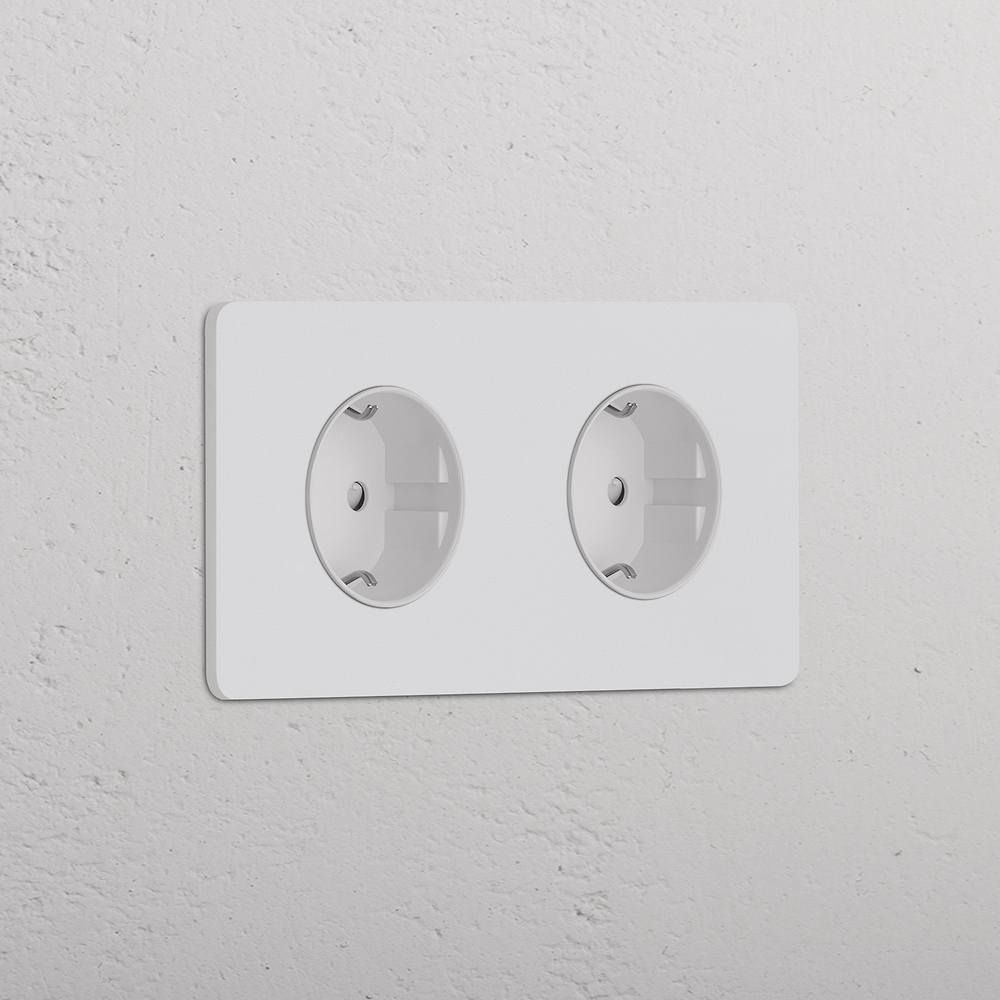 Grove Enchufe Schuko x2 tipo F (marco doble) – Pintable | Blanco