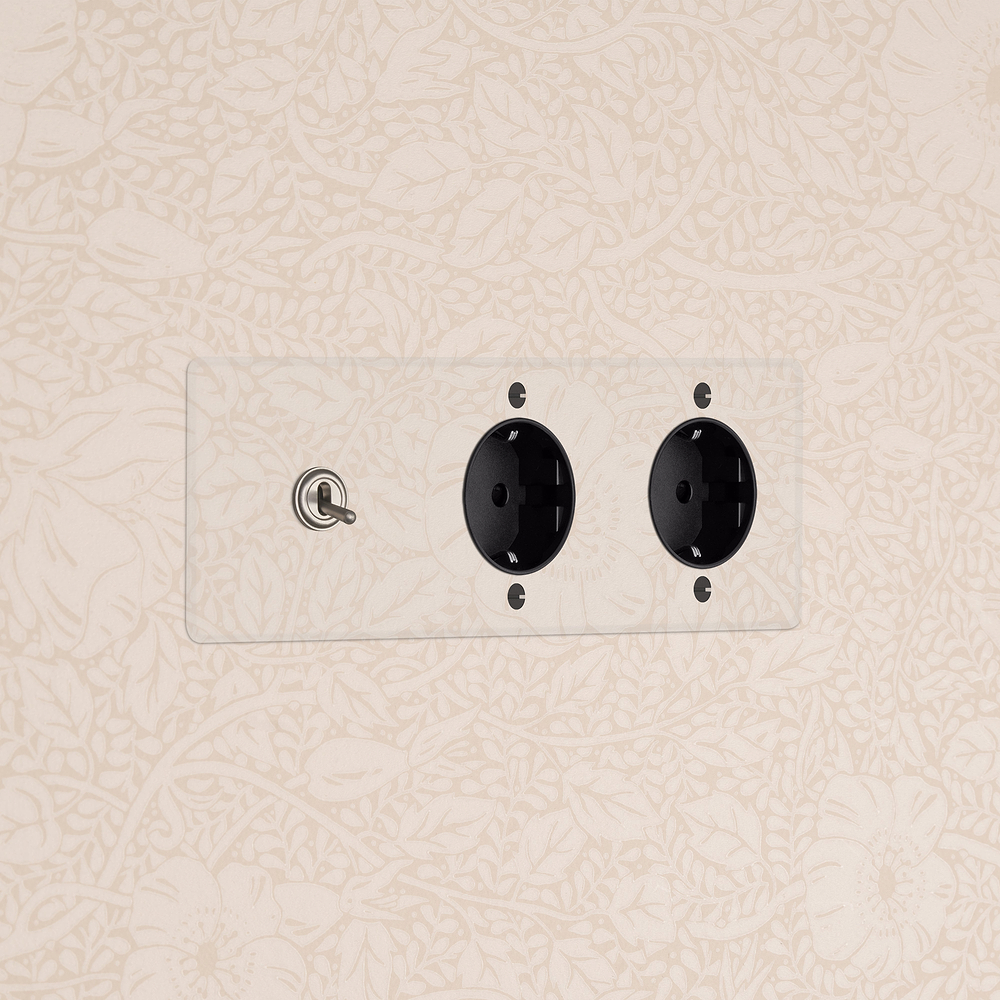 Kew Kipphebel 1x & SchuKo-Modul (Typ F) 2x in Dreifachrahmen – Transparent Satinnickel Nickel | Schwarz