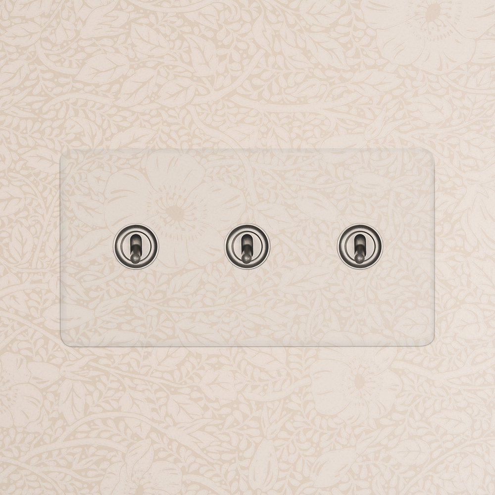 Double 3x Toggle Switch - Clear Satin Nickel