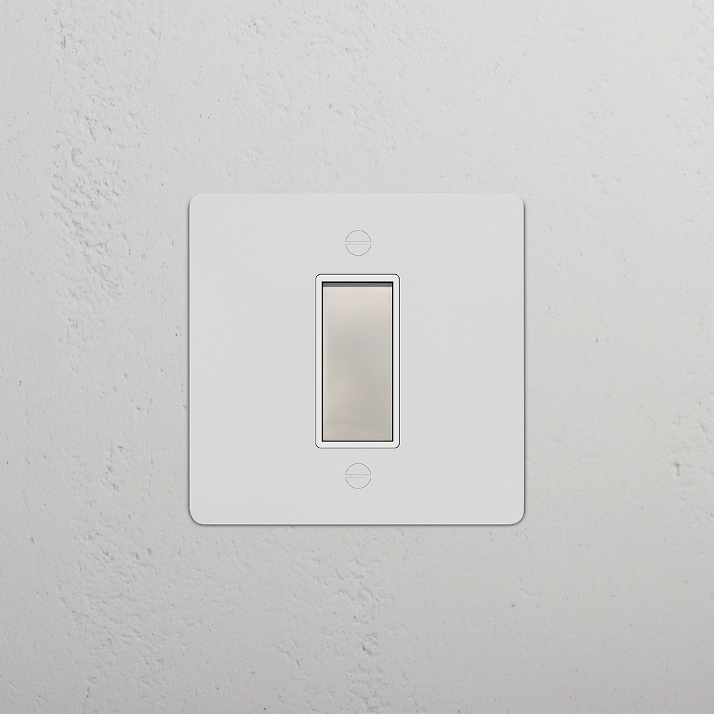 1G Retractive Rocker Switch - Paintable Polished Nickel | White
