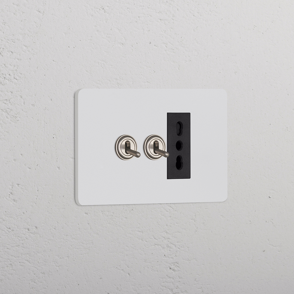 IT Grove 3-Module 2x Toggle Switch & Bipasso Socket - Paintable Satin Nickel Black