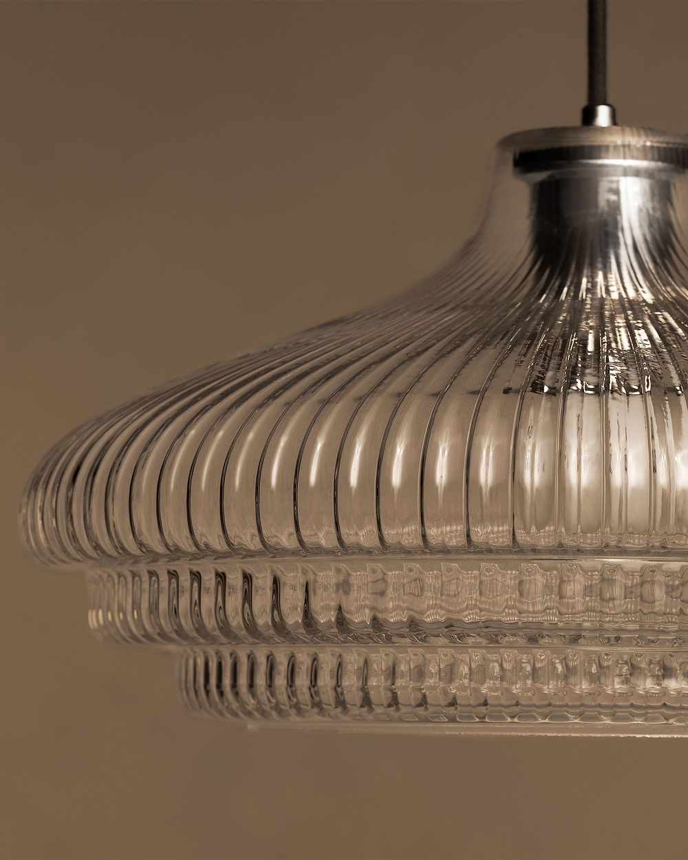 Brookfield Large Pendant Light Fluted Glass - Polished Nickel