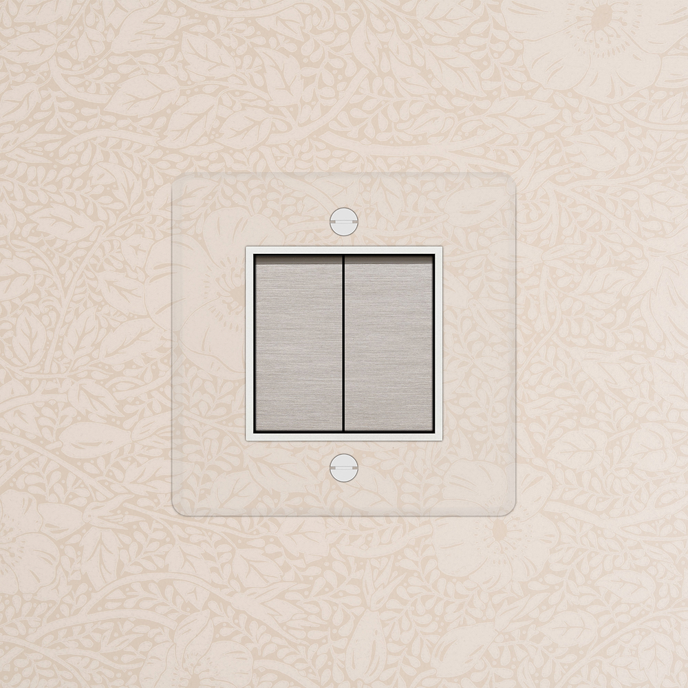 Single 2x Rocker Switch (Ret) - Clear Satin Nickel White