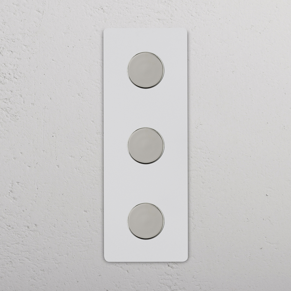 Grove Triple 3x Vertical Dimmer Switch – Paintable Polished Nickel