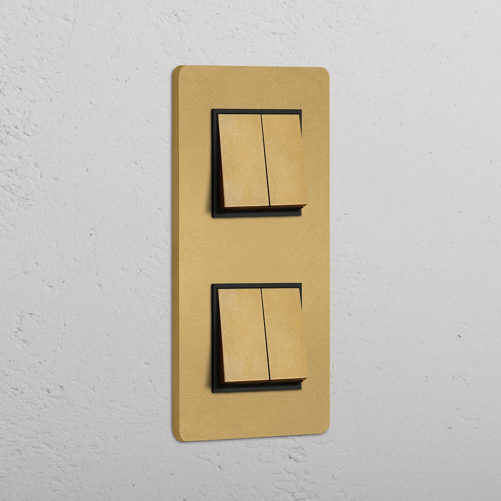 Grove Double 4x Vertical Rocker Switch - Antique Brass | Black