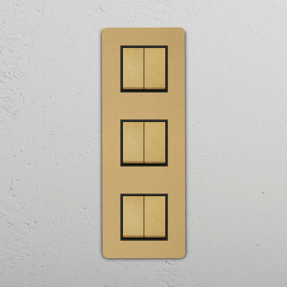 Grove Triple 6x Vertical Rocker Switch - Antique Brass | Black