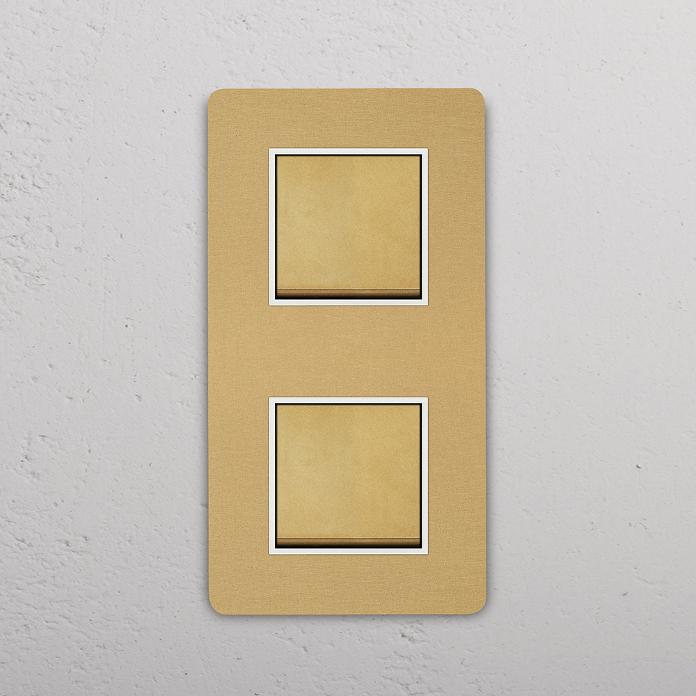 Grove Double 2x Vertical Rocker Switch - Antique Brass | White