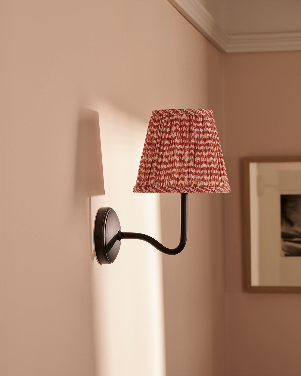 Malvern Medium Wall Light Pleated Terracotta Red – Bronze