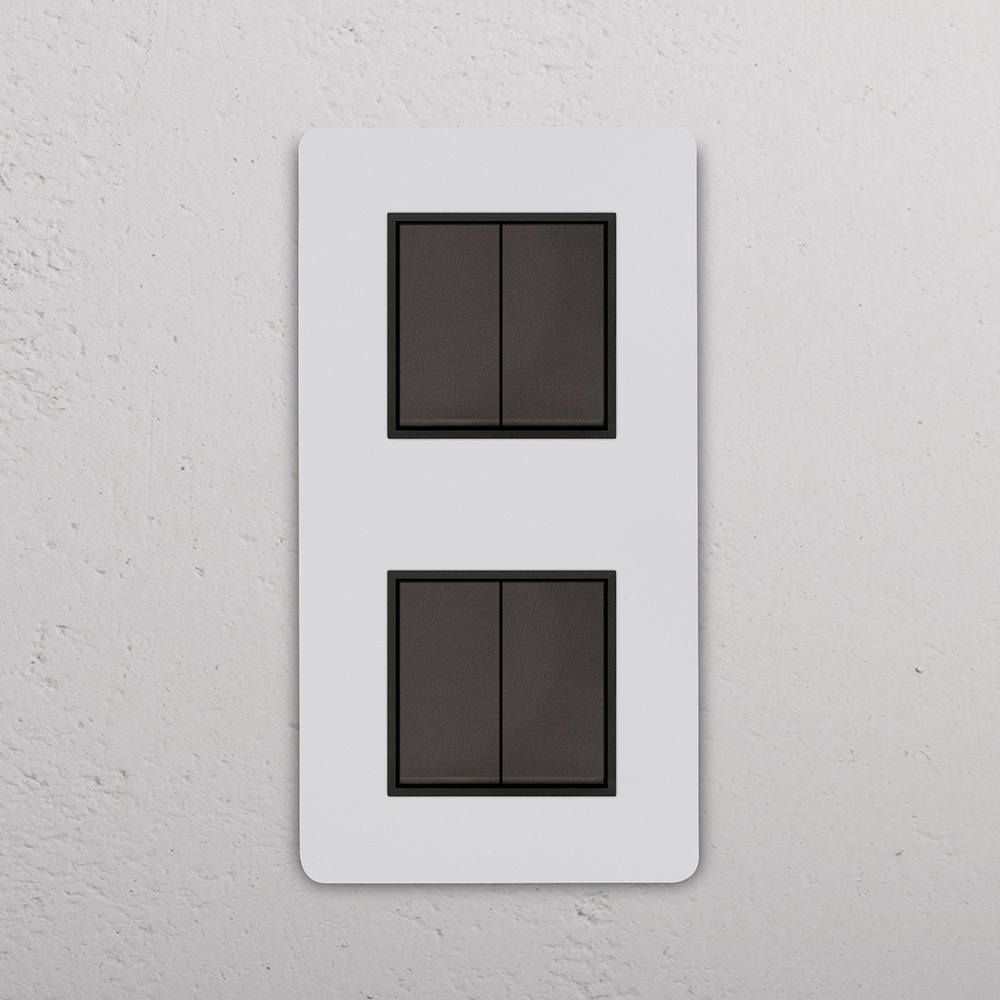 Grove Interruttore a Bilanciere Doppio Verticale 4x – Bronzo Pitturabile | Nero