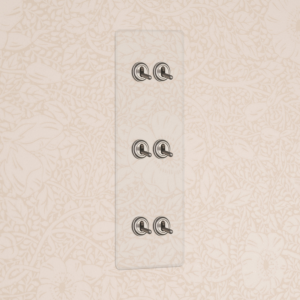 Triple 6x Vertical Toggle Switch - Clear Satin Nickel