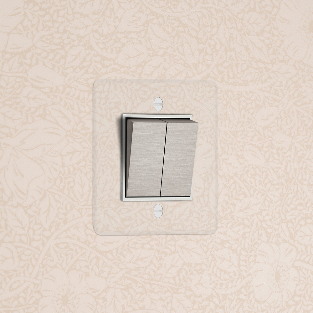 Single 2x Rocker Switch (Ret) - Clear Satin Nickel White