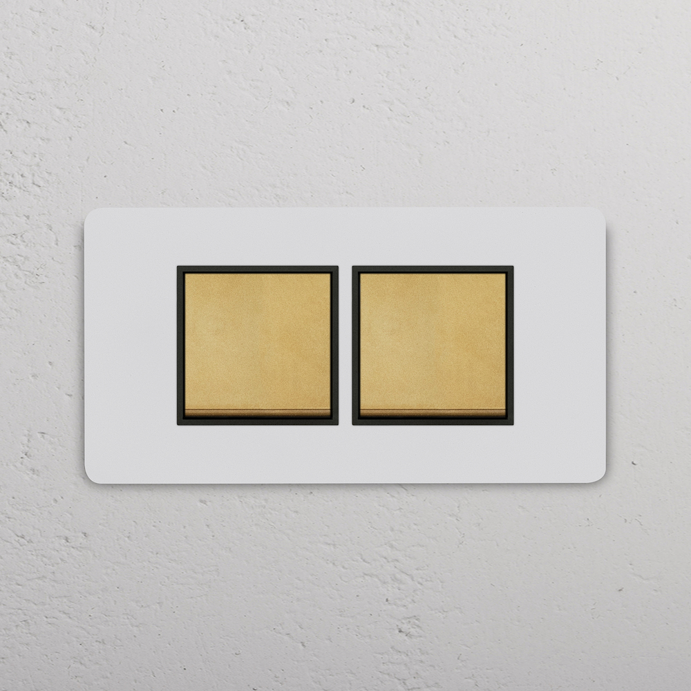 Grove Interruttore a bilanciere 2x a 4 moduli – Ottone Antico Pitturabile | Nero