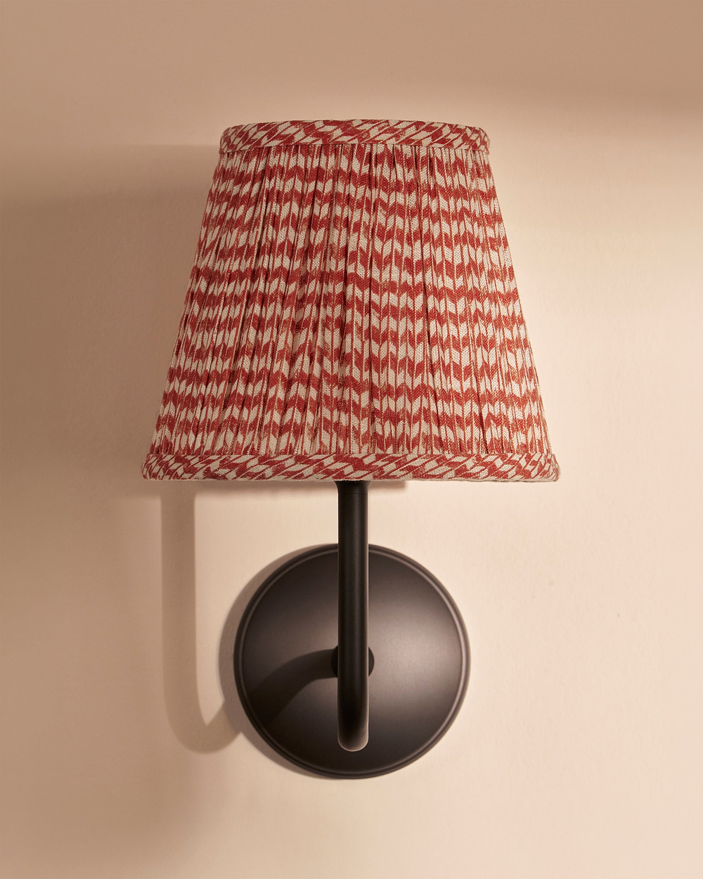 Malvern Medium Wall Light Pleated Terracotta Red – Bronze