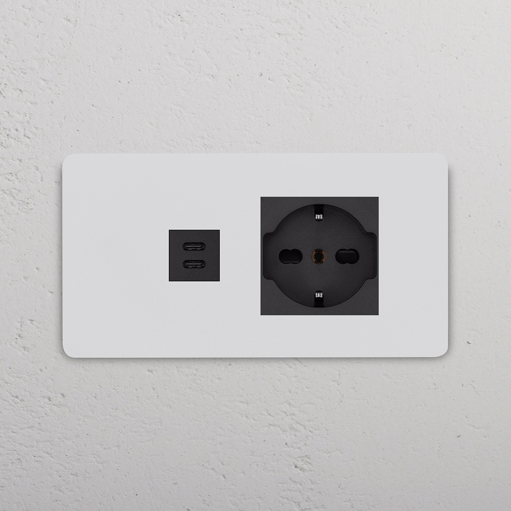 Grove 4-Module USB-C 30W & Schuko/Bipasso Socket – Paintable Black