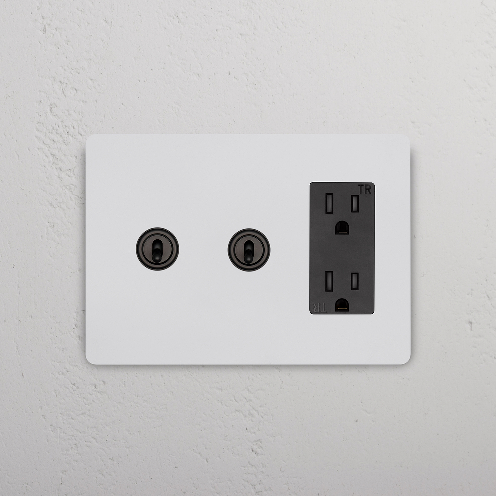 Grove 3G 2x Toggle Switch & Outlet – Paintable Bronze | Black