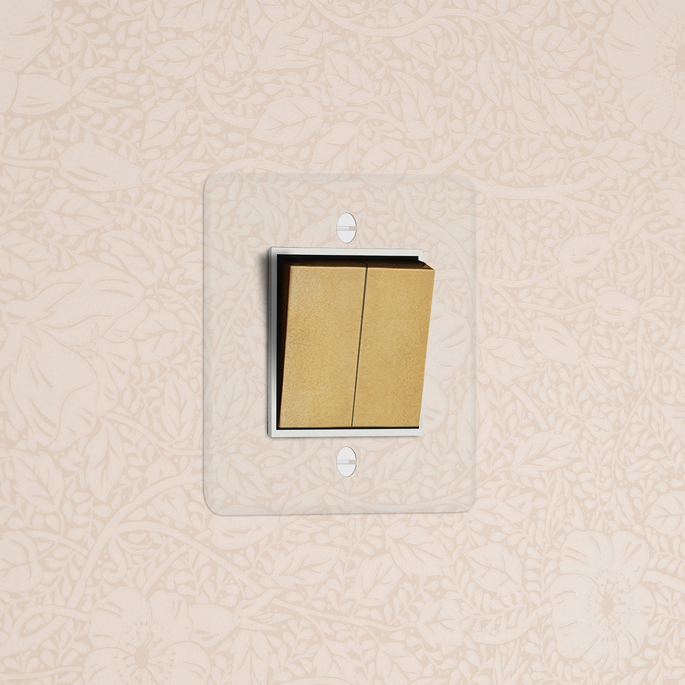 Kew Single 2x Retractive Rocker Switch - Clear Antique Brass | White