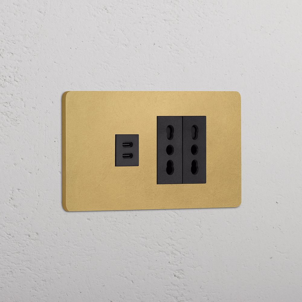 Grove 4-Module USB-C 30W & 2x Bipasso Socket - Antique Brass | Black