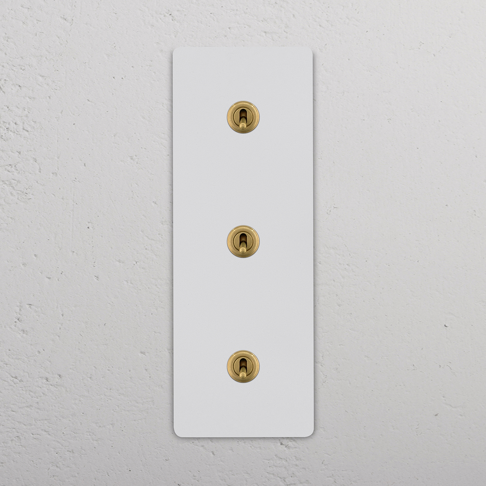 Grove Triple 3x Vertical Toggle Switch – Paintable Antique Brass