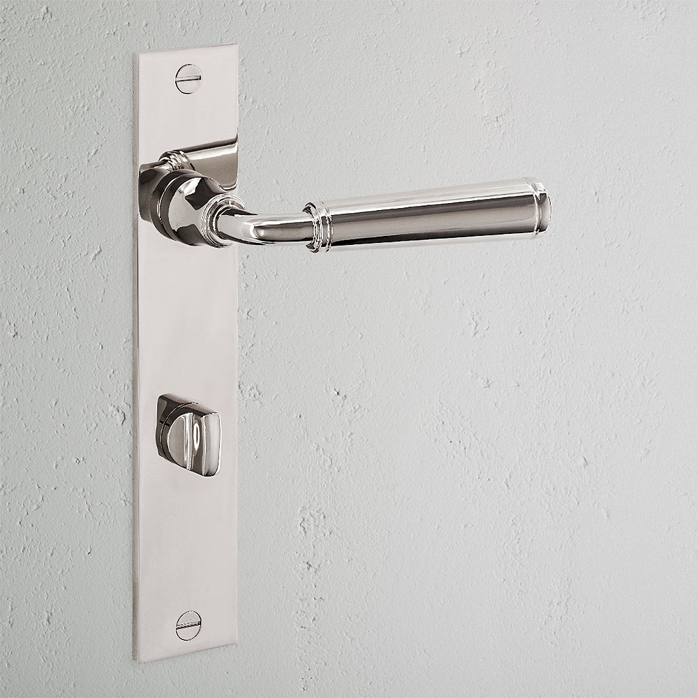 Digby Long Plate Sprung Door Handle & Thumbturn - Polished Nickel