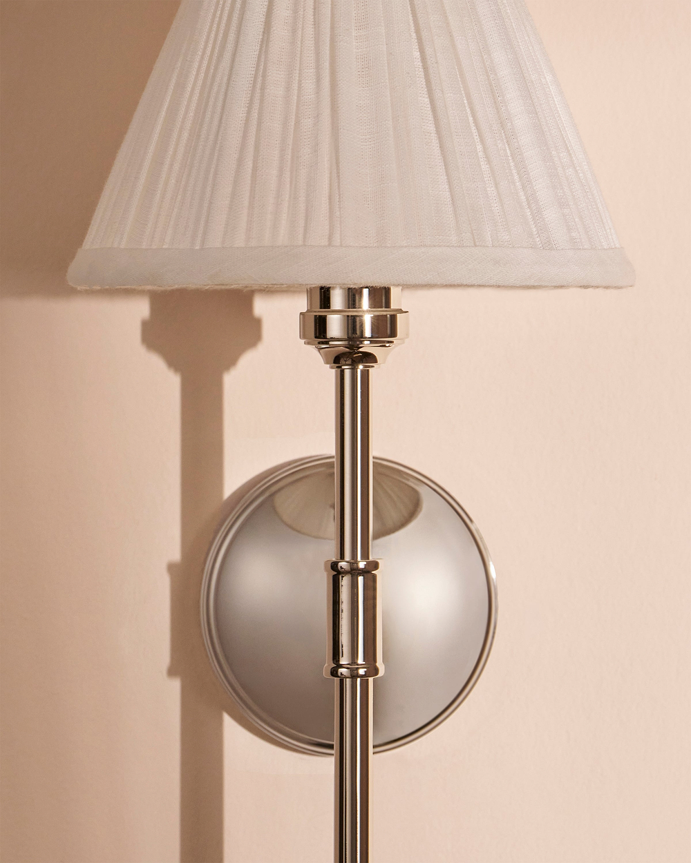Cotswold Wall Light Pleated Alabaster White – Polished Nickel