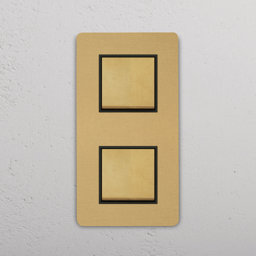 Grove Double 2x Vertical Rocker Switch - Antique Brass | Black