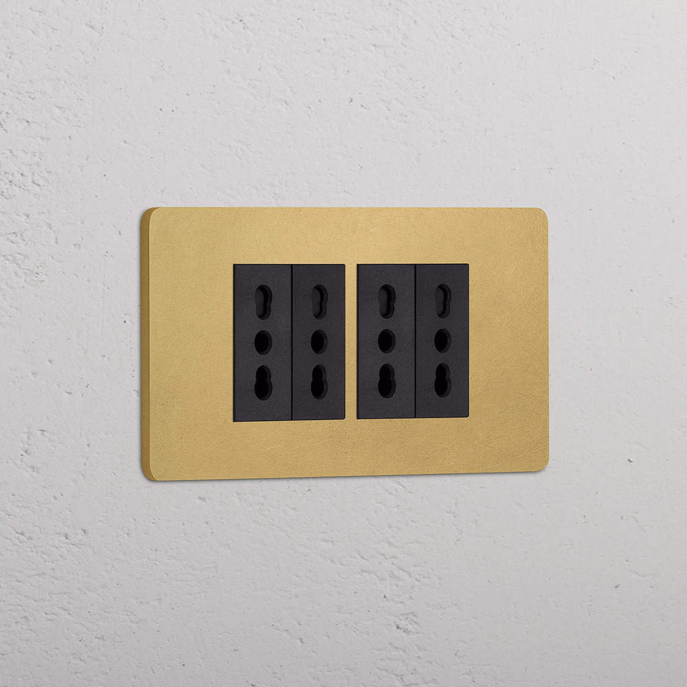 Grove 4-Module 4x Bipasso Socket - Antique Brass | Black