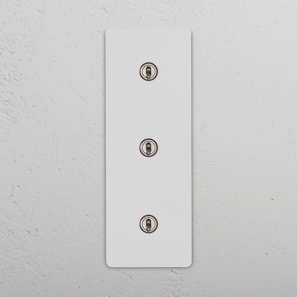 Grove Interruptor de alavanca vertical de três vias triplo – Níquel Acetinado Pintável