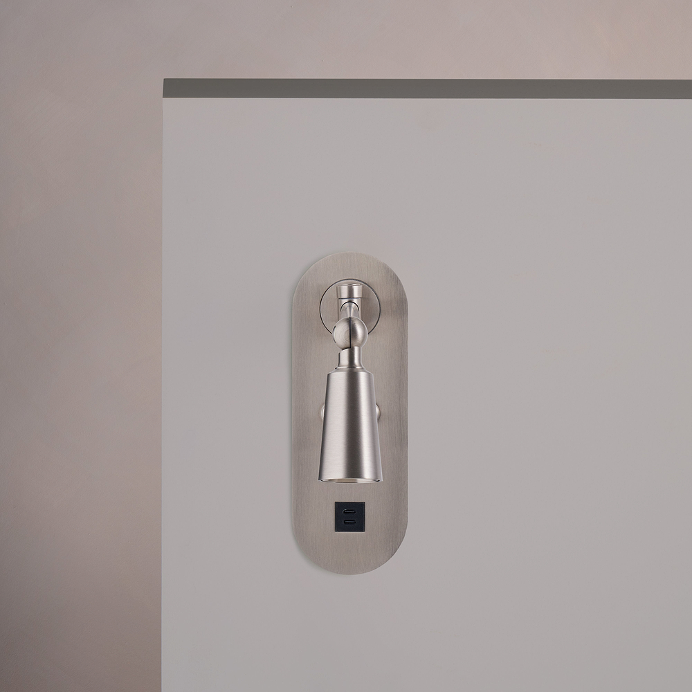 Sloane 2G Toggle Switch & USB-C Reading Light – Satin Nickel