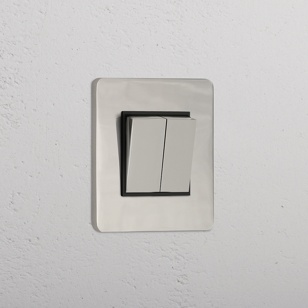 Grove Interrupteur Carré Poussoir Simple x2 - Nickel Poli | Noir