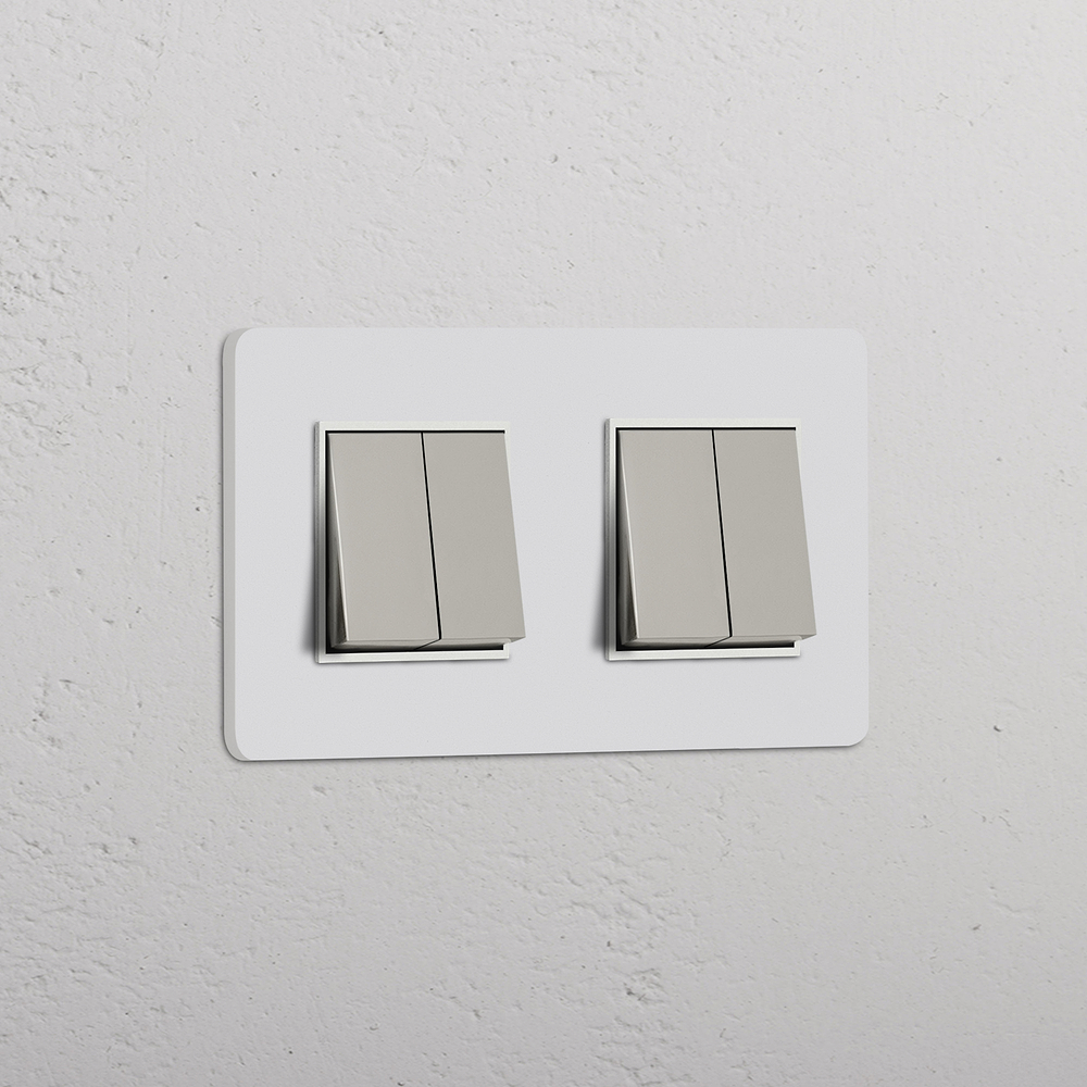 Grove Double 4x Rocker Switch – Paintable Polished Nickel | White