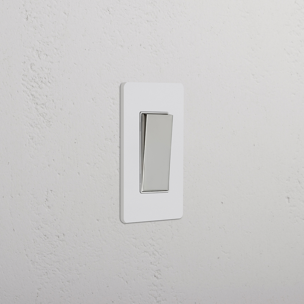 Grove 1G Retractive Rocker Switch – Paintable Polished Nickel | White
