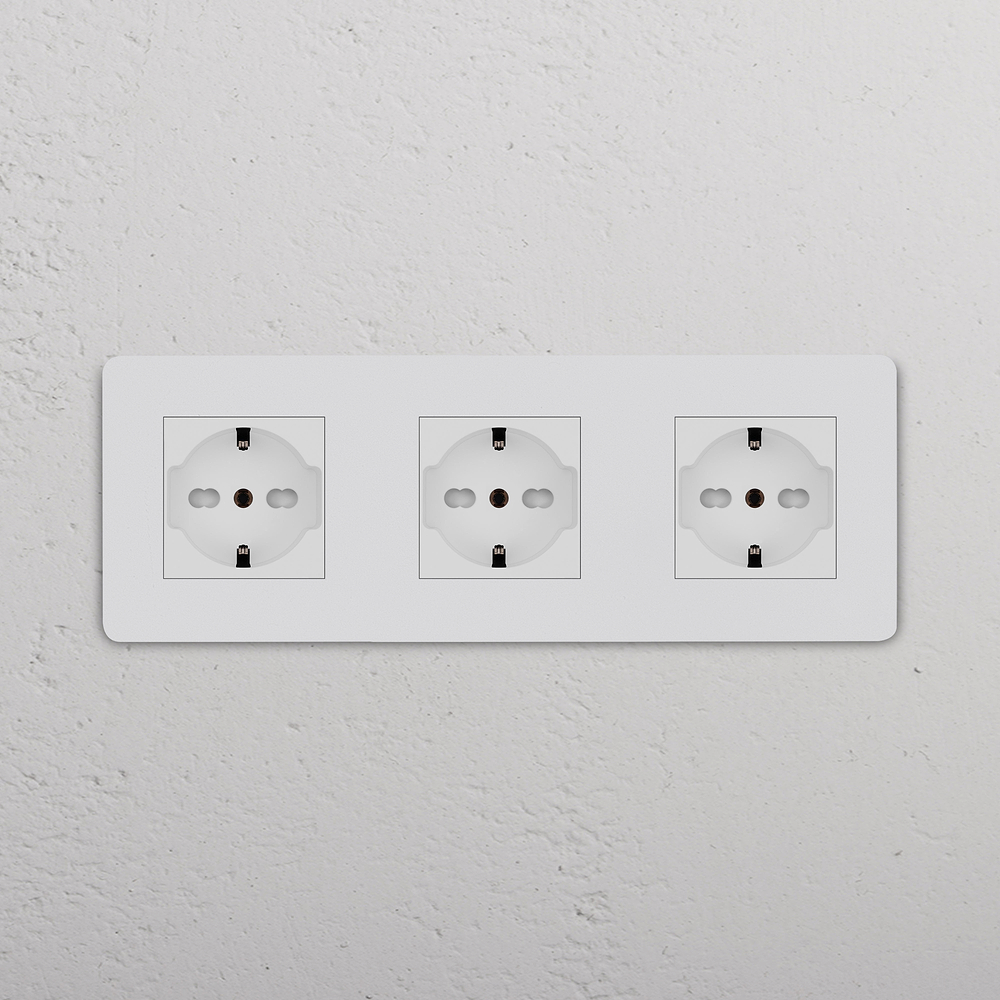 Grove Presa Schuko/Bipasso Tripla 3x – Pitturabile | Bianco