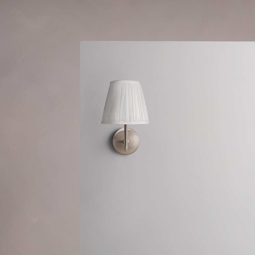 Malvern Small Wall Light Pleated Alabaster White – Satin Nickel