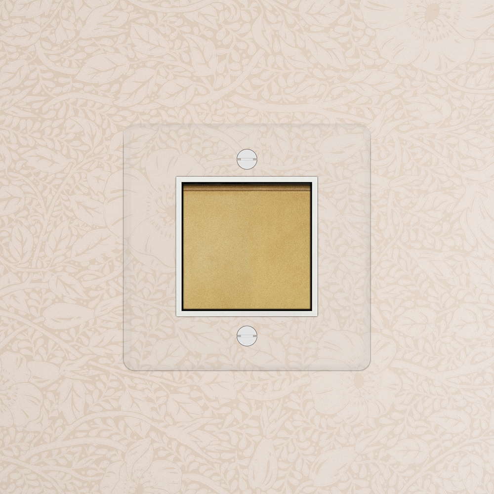 Kew Bouton Poussoir Carré (Plaque Simple) – Laiton Ancien à Transparence | Blanc