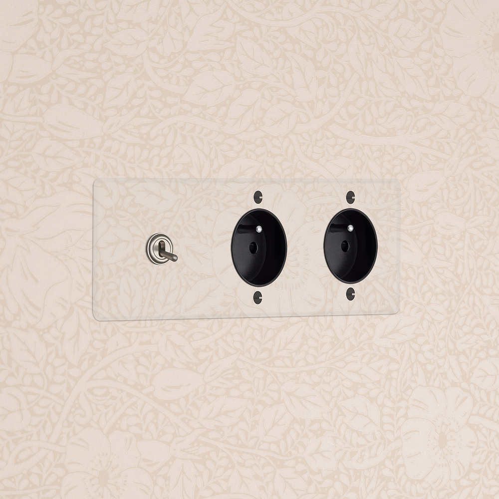 Triple Toggle & 2x French Module Round - Clear Satin Nickel Black