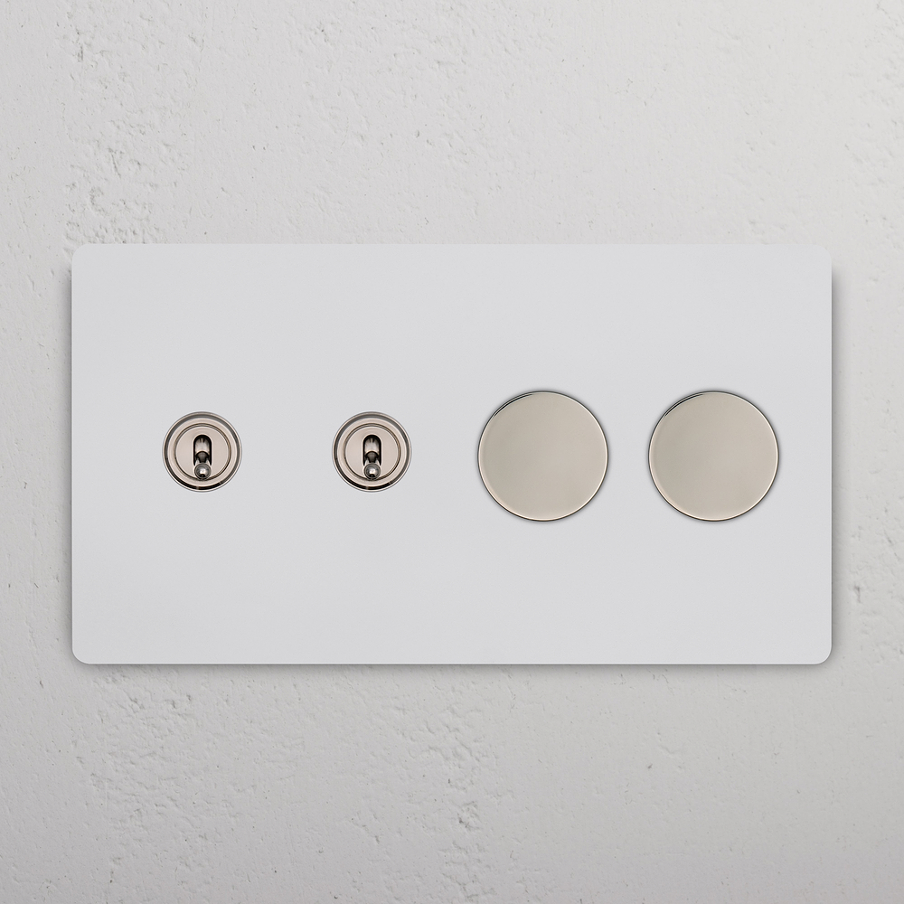 Grove 4G 2x Toggle & 2x Dimmer Switch – Paintable Polished Nickel