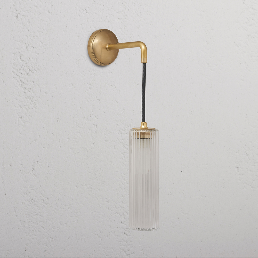 Claremont Small Hanging Wall Light Fluted Glass - Antique Brass