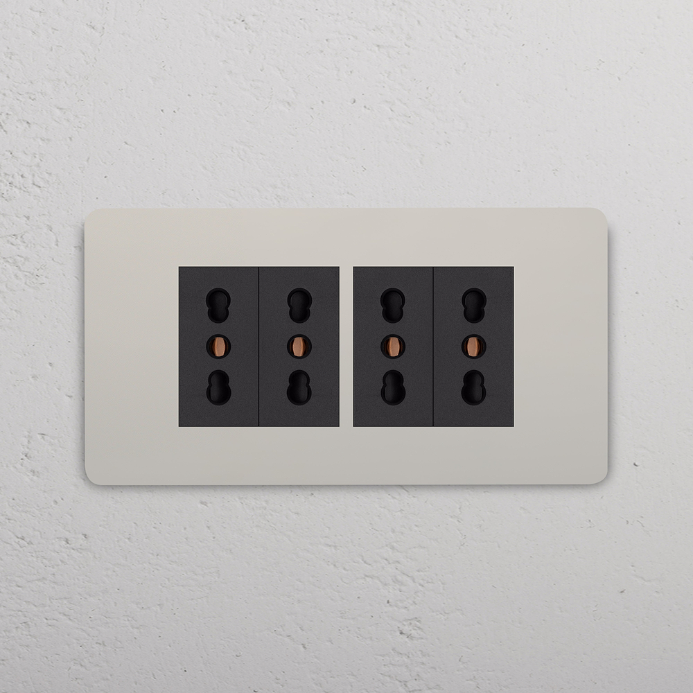 Grove 4-Modul 4x Bipasso-Steckdose – Poliertes Nickel | Schwarz
