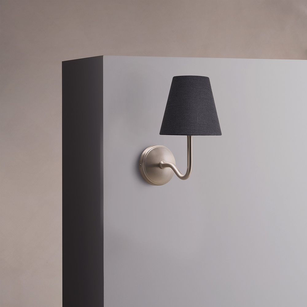 Malvern Medium Wall Light Basalt Grey – Satin Nickel