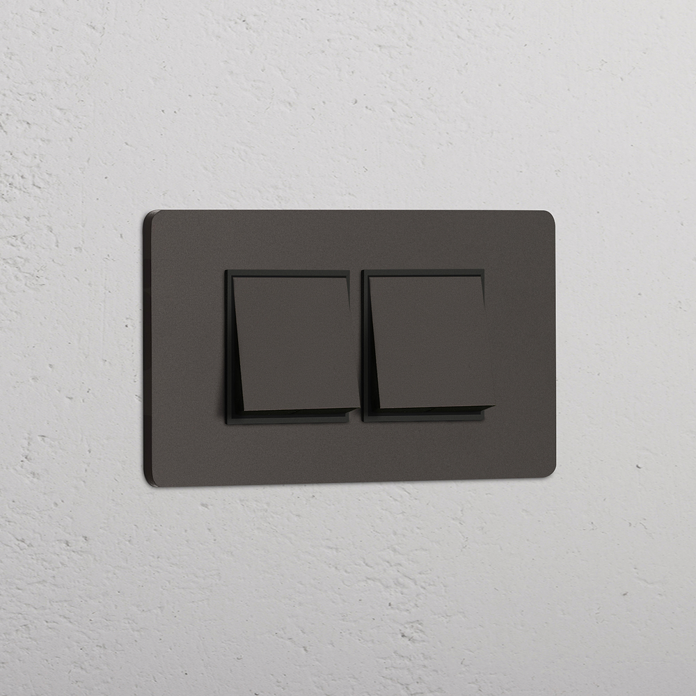 Grove Interruttore a bilanciere 2x a 4 moduli – Bronzo | Nero